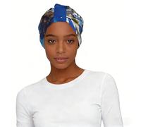 Santorini Greek Island sea View Print Elastic Headscarf Hat Lightweight Breathable Women's Head Beach Vacation Accessory