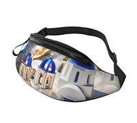 Santorini Greek Island sea View Print Men and Women Waist Bag Lightweight Pack for Travel Shopping and Outdoor Events