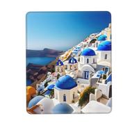 Santorini Greek Island Sea View Print Vertical Desk Pad, Thick Rubber Base, Washable for Office, Gaming and Home