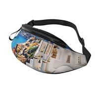 Santorini Greek Island sea View Printed Personalized Waist Bag, Lightweight and Versatile Crossbody Bag for Everyday and Outdoor Adventures