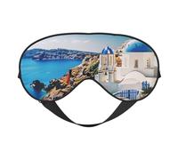 Santorini Greek Island sea View Printing Sleep Mask for Women Men Double-Sided Print Soft Silk Eye Masks Eye Sleep Shade Cover