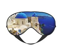 Santorini Greek Island Sea View Sleep Eye Mask Smooth Soft Adjustable Shading Blindfold Eye Mask for Rest Travel