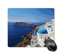 Santorini Greek Island Sea View Square Mouse Pad Portable Computer Mousepad with Non-Slip Rubber Base 18 * 22cm Ultra-Thin Gaming Mouse Mat for Computer Laptop Office Desk Accessories