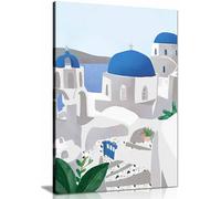 Santorini island Framed Canvas Print, Pictures for Home Walls, Bedroom, Living Room & Bathroom Decor 61x41cm (24x16in)