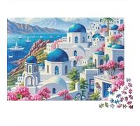 Santorini Island View 1000 Piece Jigsaw Puzzle Santorini Coastal Village for Adult Educational Games Home Decoration Difficult Challenging Male And Female Birthday 70x50cm/1000pcs Gifts