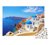 Santorini Island View 1000 Piece Puzzles Beautiful View Santorini Coastal Town Home Decoration Educational Game Gifts Puzzles for Adults Jigsaw Puzzles for Adults 70x50cm/1000pcs