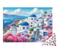 Santorini Island View_2 1000 Pieces Extra-Thick Cardboard DIY Jigsaw for Family, Fun Game, Beautiful Decoration, 38x26cm/1000pcs