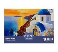 Santorini Jigsaw Puzzle 1000 Pieces Gift Box for Adults Challenging Game Landscape Stress Relief Decorative Poster 38x26cm/1000pcs