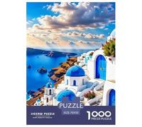 Santorini Jigsaw Puzzle 1000 Pieces Relaxing Fun for Adults & Teens Landscape Poster Included Box Set 70x50cm/1000pcs