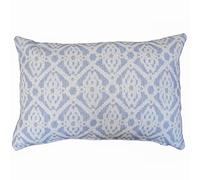 Santorini Linen Blend Boudoir Cushion Cover. Soft Blue and White Geometric Trellis Pattern. Vintage & Shabby Chic Design. 17x12" Rectangle Cover Only.