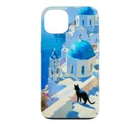 Santorini Painting Greece Summer Greek Island Cat Case for iPhone 13