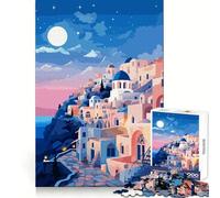 Santorini Pastel Evening 1000 Piece Jigsaws for Teenagers Logic Practice Easy Enjoyment Clean Edges Meaningful Gift (38x52cm)