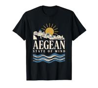 Santorini Skyline Greek Islands Aegean Sea Sunset Design T-Shirt