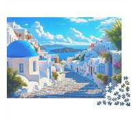Santorini Street View 1000pc Jigsaw Puzzle Impossible Hard Secret Santa Gift For Home Activity Logic Skill Puzzle Sturdy Paper 38x26cm/1000pcs