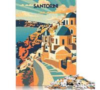 Santorini Sunlit Domes Puzzle for Adults And Teenagers 500 Pieces Wooden Puzzle Adult Jigsaw Puzzle Funny Jigsaw Puzzles 500pcs (52x38cm)