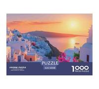 Santorini Sunset View 1000 Piece Jigsaw Puzzle for Adults Scenic Relaxing Home Decor 52x38cm/1000pcs
