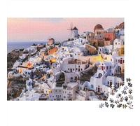 Santorini Sunset View 1000 Piece Jigsaw Puzzle Paper for Adults Relaxation Home Decor Gift 38x26cm/1000pcs