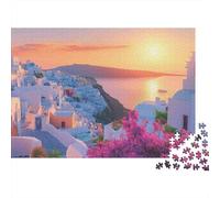 Santorini Sunset ViewJigsaw Puzzle Scenery Children Educational Wall Decor Family Activity All Ages Safe 1000 Pieces 52x38cm/1000pcs