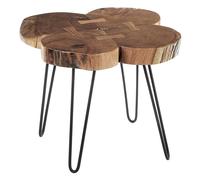 santorini wooden side table with black metal legs in brown