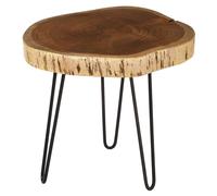 santorini wooden side table with black tripod base in brown