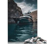 Santorini Yacht Jigsaw Puzzles Puzzles for Adults Kids. 1000 Pieces Impossible Challenge Toy Educational Games Home Decoration for Educational Games Gifts 1000pcs (75x50cm)