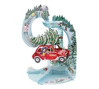 SANTORO Pendulum, Christmas 3D Pop Up Greeting Card - Driving Home For Christmas, Christmas Tree Picking | For Him, For Her, For Family, Christmas