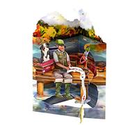 SANTORO Swing Card, 3D Pop Up Greeting Card - Fishing - For Him, For Dad, Birthday, Fathers Day