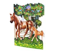 SANTORO Swing Card, 3D Pop Up Greeting Card - Horse and Foal - Pony, Stables, Horse Riding, Equestrian - Gift For Her, Him, Girl, Daughter, Son, Family, Birthday