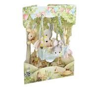 Santoro Swing Card, 3D Pop Up Greeting Card - Rabbits On A Swing Boat - For Kids, Family, Easter