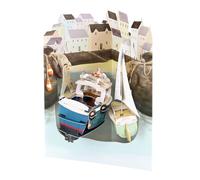 SANTORO Swing Card, 3D Pop Up Greeting Card - Seaside Harbour - Boats, Sailing and Fishing | for Him, for Dad, Father's Day, Birthday