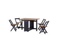 Santos Butterfly Navy Blue/Distressed Waxed Pine Set - Table with 4 Chairs