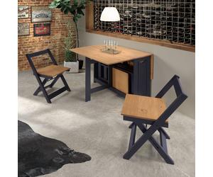 Santos Drop Leaf Dining Table & 4 Folding Chairs Space Saving Kitchen Set Corona