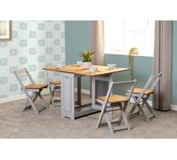 Grey and Pine Space Saving Dining Table Set and Chairs - Seats 4 - Santos