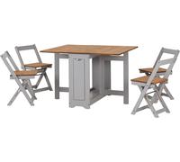 Santos Folding Drop Leaf Butterfly Dining Stowaway Set with 4 Chairs Pine & Grey