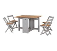 Grey and Pine Space Saving Dining Table Set and Chairs - Seats 4 - Santos