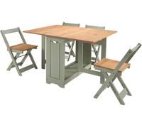 SANTOS GREEN DISTRESSED WAXED PINE FOLDING BUTTERFLY DINING SET TABLE & 4 CHAIRS