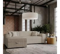 Santos L Corner Sofa Bed For Living Room Chipboard Frame Polyurethane Foam 253X166X79Cm Beige Left