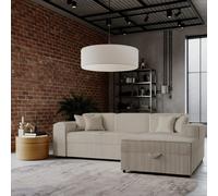 Santos L Corner Sofa Bed For Living Room Chipboard Frame Polyurethane Foam 253X166X79Cm Beige Right