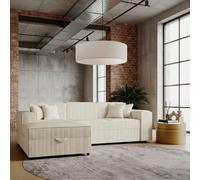 Santos L Corner Sofa Bed For Living Room Chipboard Frame Polyurethane Foam 253X166X79Cm Cream Left