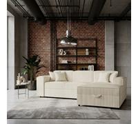 Santos L Corner Sofa Bed For Living Room Chipboard Frame Polyurethane Foam 253X166X79Cm Cream Right