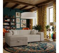 Santos L Corner Sofa Bed In Living Room Chipboard Frame Polyurethane Foam Wave Springs 253X166X79 Cm Beige Left