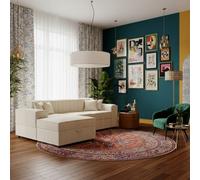 Santos L Corner Sofa Bed In Living Room Chipboard Frame Polyurethane Foam Wave Springs 253X166X79 Cm Cream Left