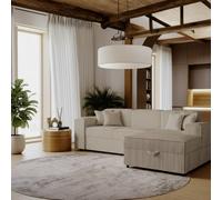 Santos L Corner Sofa Bed In Living Room Chipboard Frame Polyurethane Foam Wave Springs 253X166X79 Cm Beige Right