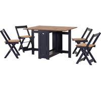 SANTOS NAVY DISTRESSED WAXED PINE FOLDING BUTTERFLY DINING SET TABLE & 4 CHAIRS