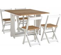 SANTOS WHITE DISTRESSED WAXED PINE FOLDING BUTTERFLY DINING SET TABLE & 4 CHAIRS