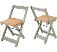 Santos X2 Pair Of Green Waxed Pine Folding Dining Chairs Corona Space Saving