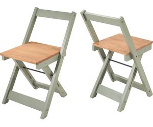 Santos X2 Pair Of Green Waxed Pine Folding Dining Chairs Corona Space Saving