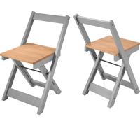Santos X2 Pair Of Grey Waxed Pine Folding Dining Chairs Corona Space Saving