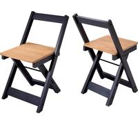 Santos X2 Pair Of Navy Blue Waxed Pine Folding Dining Chairs Corona Space Saving