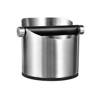 SANTOW Coffee Knock Box, Stainless Steel Construction Black Espresso Knock Box with Removable Knock Bar and Non-Slip Base, Large Size (Silver)